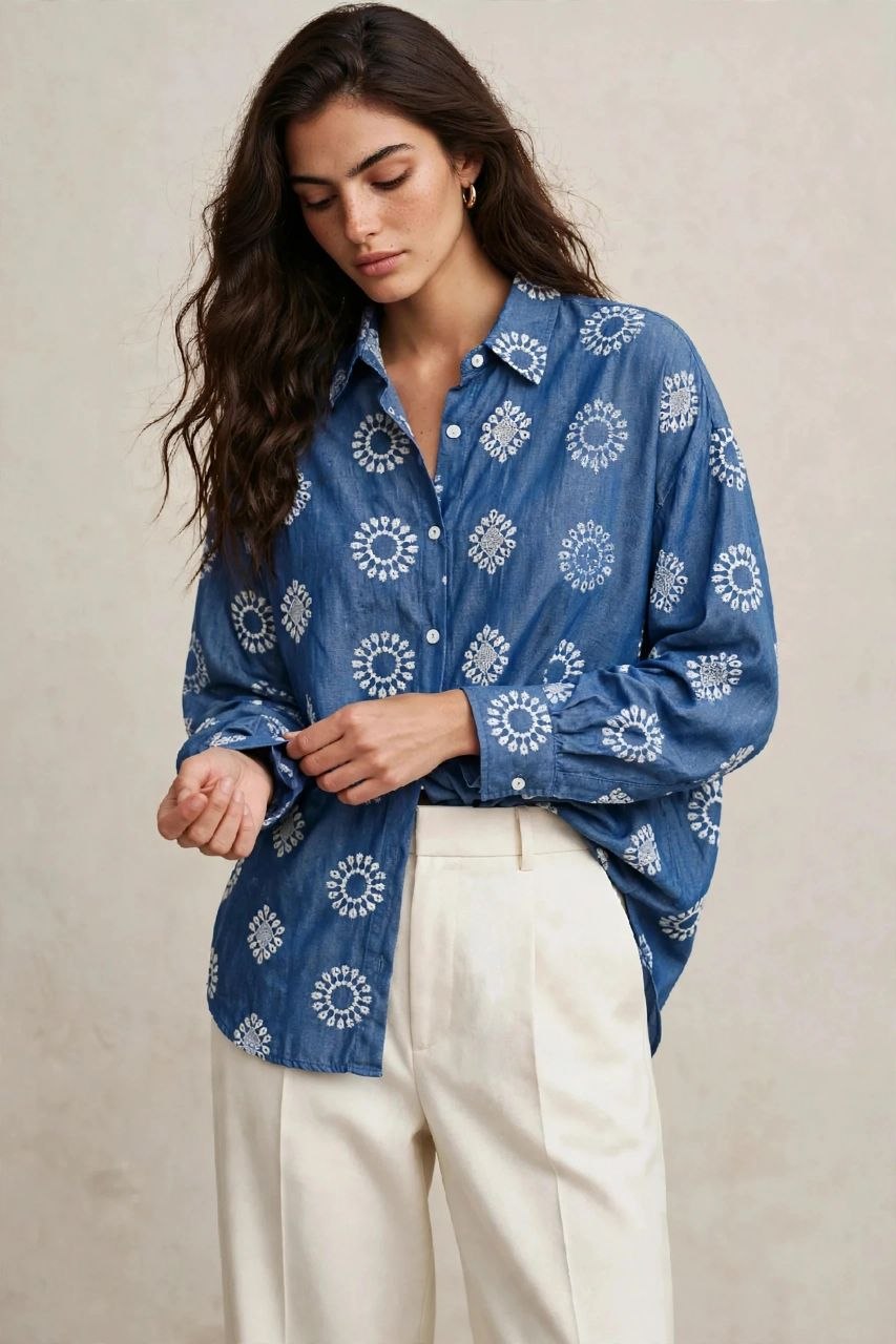 Blue Embroidered Shirt