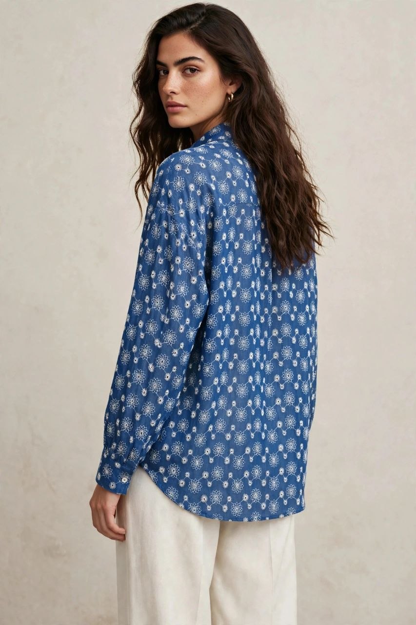 Star Blue Embroidered Shirt