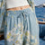 Blue Floral Linen Pants