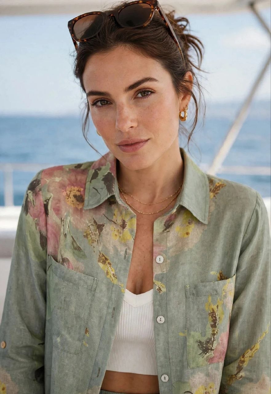 Green Floral Long Shirt