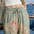 Green Floral Linen Pants