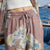 Dusty-Rose Floral Linen Pants