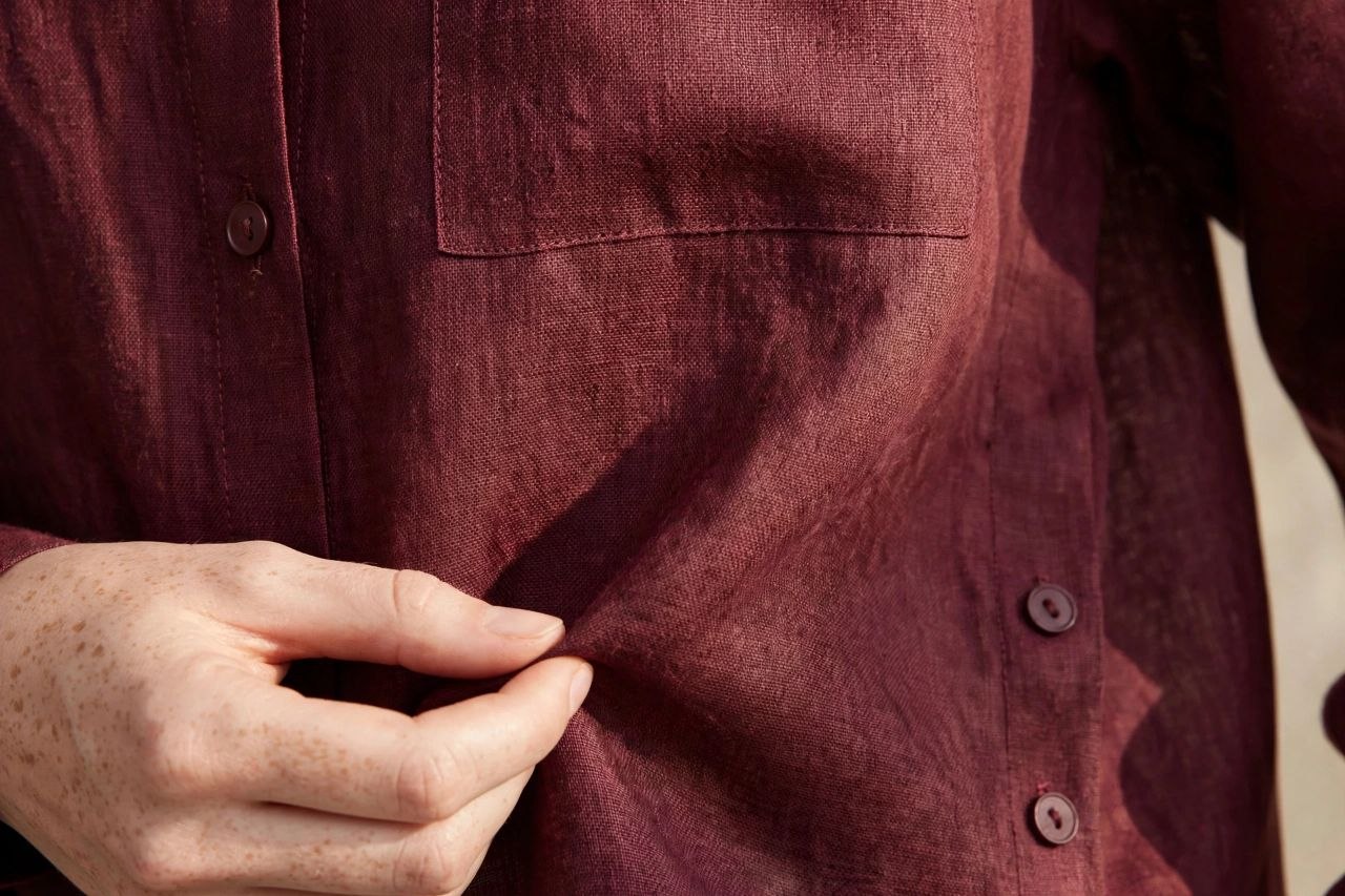 Burgundy Pure Linen Shirt