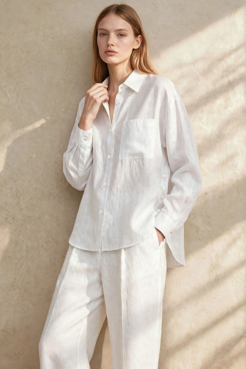 White Pure Linen Shirt