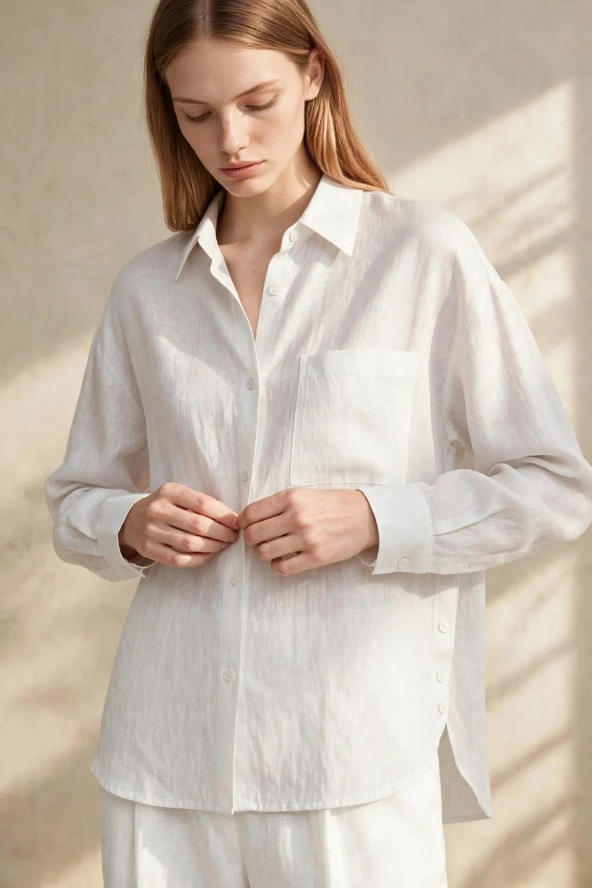 White Pure Linen Shirt