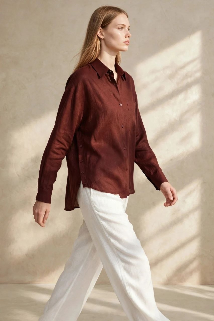Brown Pure Linen Shirt