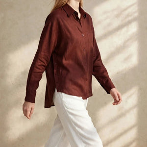 Brown Pure Linen Shirt