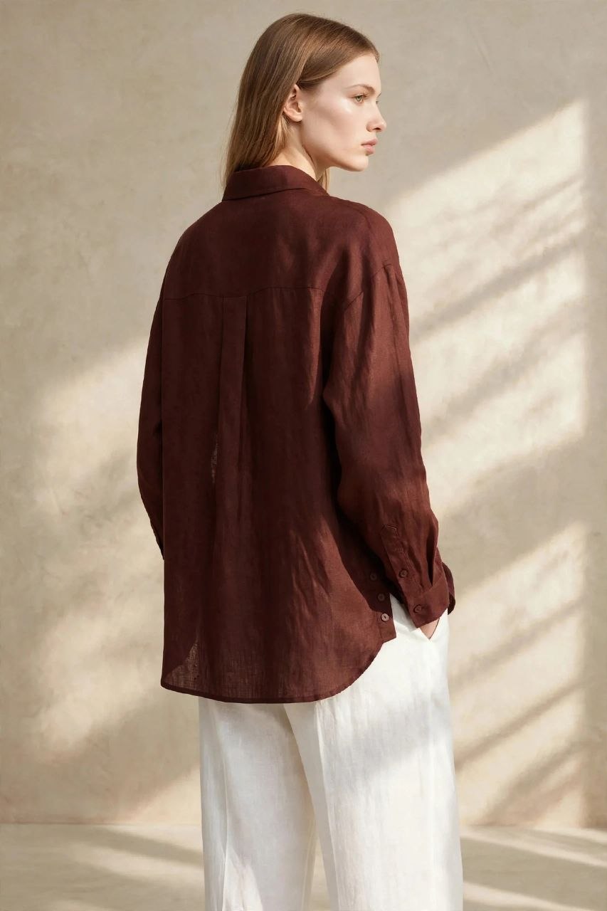 Brown Pure Linen Shirt