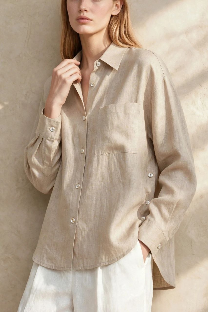 Beige Pure Linen Shirt