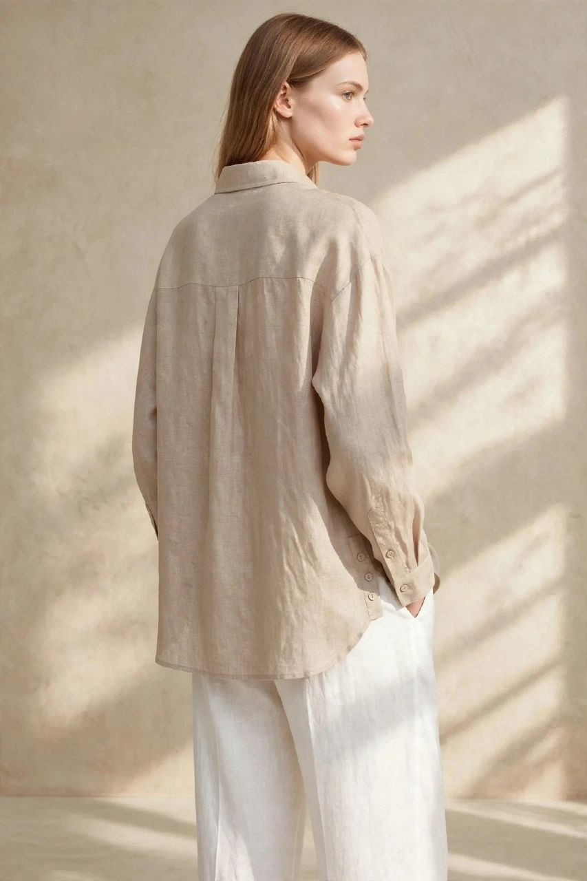 Beige Pure Linen Shirt