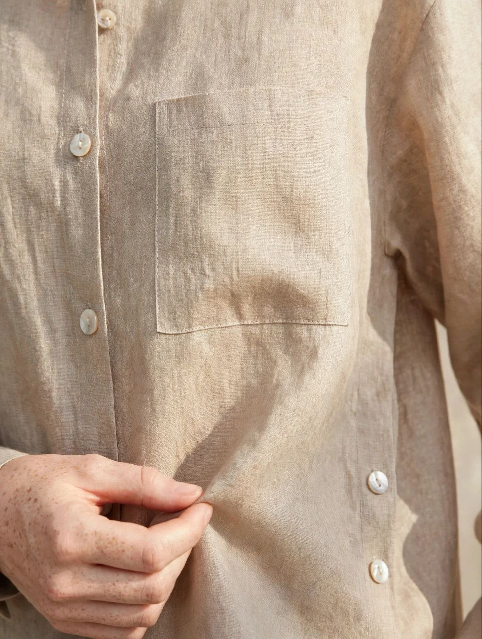 Beige Pure Linen Shirt