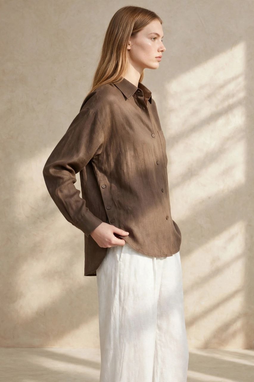 Coffee Pure Linen Shirt