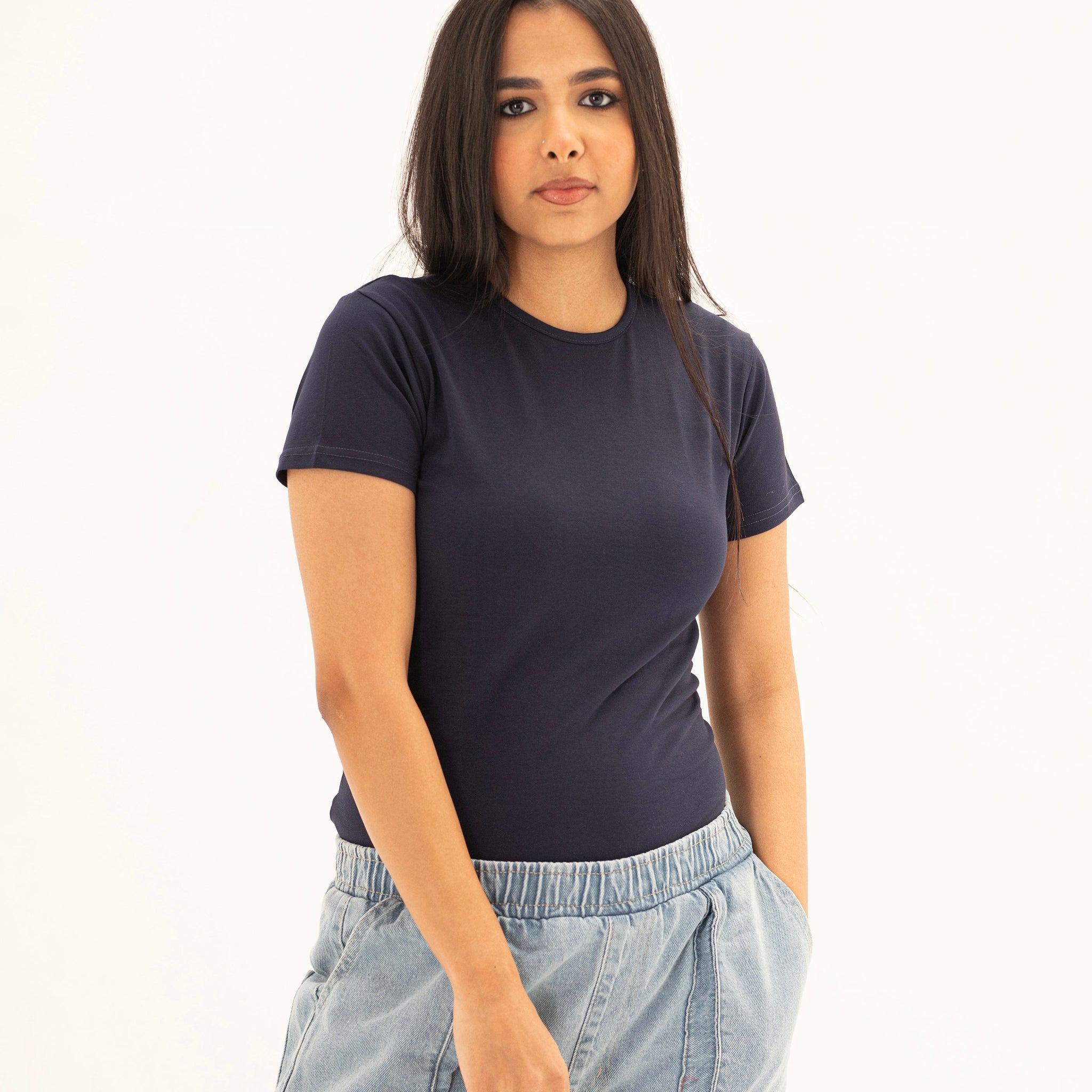 Navy Basic With Half Sleeves