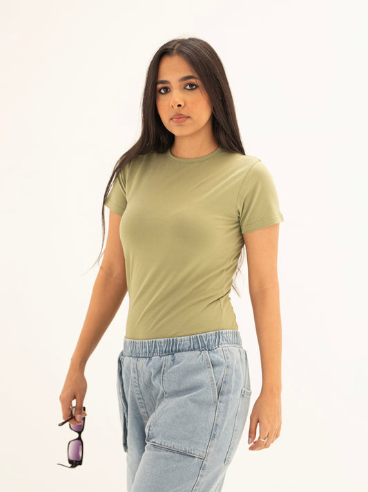 Olive Basic With Half Sleeves