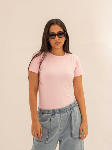 Pink Basic With Half Sleeves