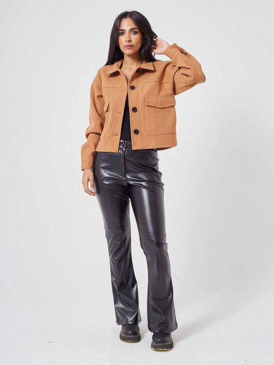 Brown Winter Cropped Jacket