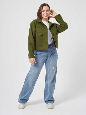Green Winter Cropped Jacket