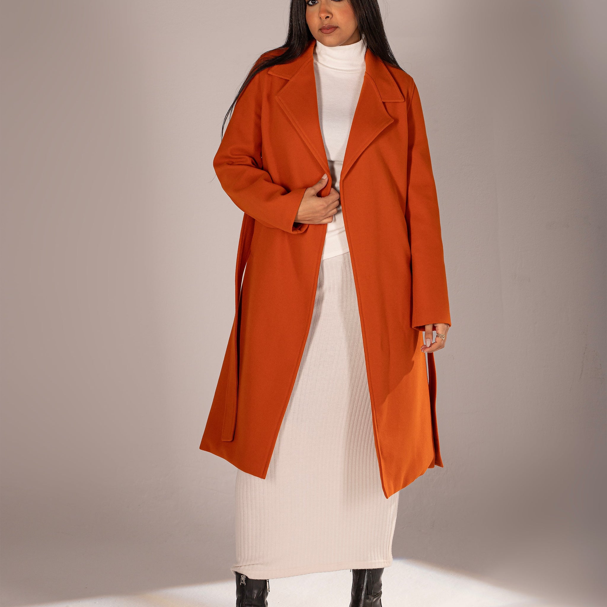 Orange Wool-blend coat