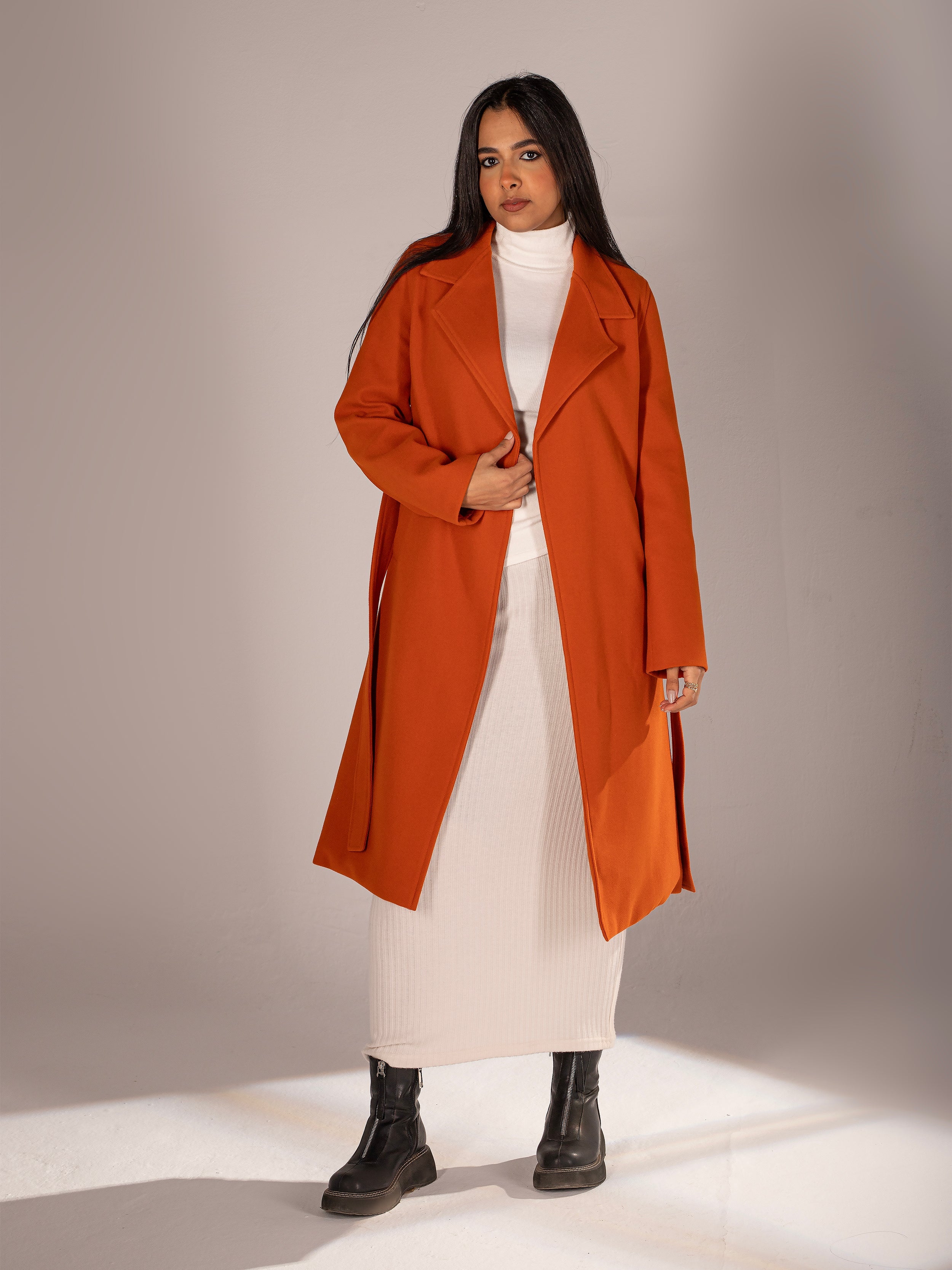 Orange Wool-blend coat