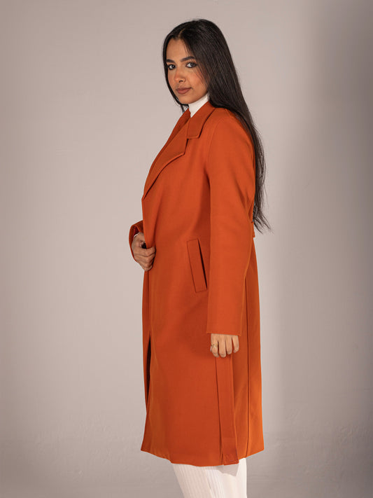 Orange Wool-blend coat
