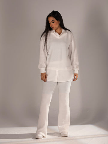White Wool Suit With Chemise