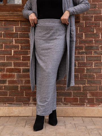 Grey Striped Knit Skirt